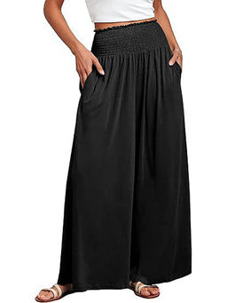 Outzidr - Black Elasticated Waist Band Wide Leg Street Style Trouser