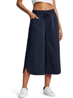 Outzidr - Black Wide Leg Calf Length Street Style Trouser