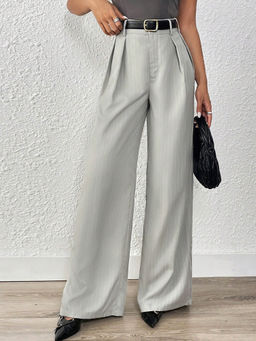 Outzidr - Grey Pleated Formal Party Trousers