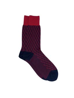 The Tie Hub - Argyle Pink With Blue Mako Cotton Crew Length Sock
