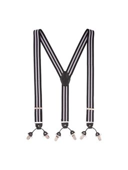 The Tie Hub - Black With White Stripe Y Back Clip On Suspender