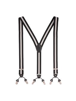 The Tie Hub - Black With White Stripe Y Back Clip On Suspender