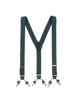 The Tie Hub - Solid Green With Black Y Back Clip On Suspender