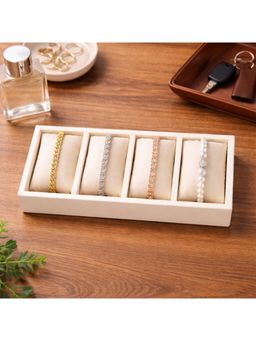 The Big Trove - Luxury Cream Velvet 4 Slot Bracelets Organizer & Storage Display Tray For Closet