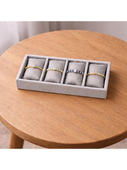 The Big Trove - Luxury Grey Velvet 4 Slot Bracelets Organizer & Storage Display Tray For Closet