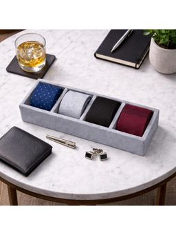 The Big Trove - Luxury Grey Velvet 4 Slot Socks Organizer & Storage Display Tray For Wardrobe