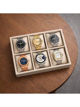 The Big Trove - Luxury Cream Velvet 6 Slot Watch Organizer & Storage Display Tray For Wardrobe