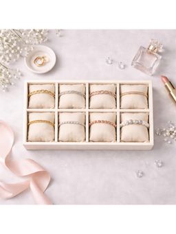 The Big Trove - Luxury Cream Velvet 8 Slot Bracelets Organizer & Storage Display Tray For Closet