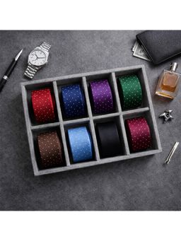 The Big Trove - Luxury Grey Velvet 8 Slot Tie Organizer & Storage Display Tray For Wardrobe