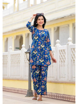 Jaipuri Adaah - Ink Blue Hand Block Co- Ord Set (Set of 2)