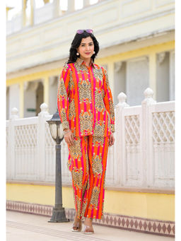 Jaipuri Adaah - Sunset Leopard Print Cord Set (Set of 2)