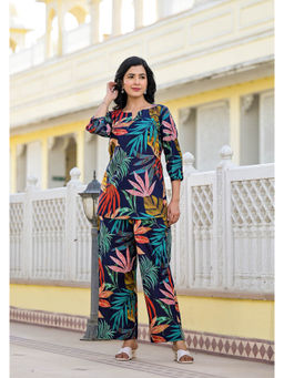 Jaipuri Adaah - Blue Paradise Cord Set (Set of 2)