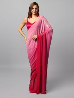 ONE MINUTE SAREE - Ashley Ombre Georgette Sequins Pre Draped Saree with Unstitched Blouse