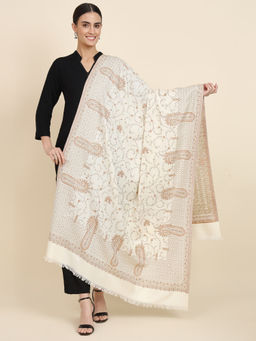 Croshia - Women Woolen Unique Design White Stole