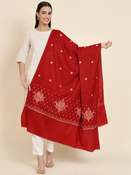 Croshia - Women Woolen Unique Design Red Stole