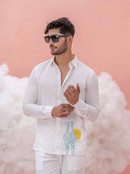 Runit Gupta - White Giraffe Geography Shirt
