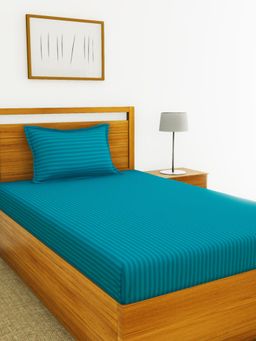 BIANCA - Super Soft Egyptian Cotton Satin Stripe Single Bedsheet with 1 Pillow Cover -2pc set