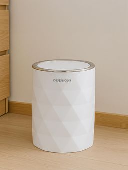 OBSESSIONS - PVC Swing Top Lid Bin 5L - White Silver