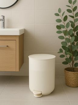 OBSESSIONS - PVC Swing Top Lid Bin 5L - Cream Silver
