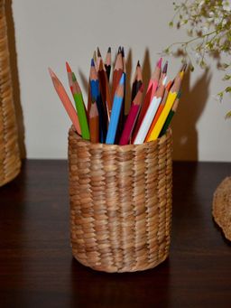 DHARINI - Water Hyacinth Pen & Cutlery Holder - Natural