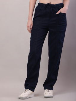 NOBARR - Women Cotton Drawstring Nay Blue Pant