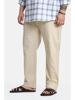 Snitch - Beige Washed Regular Plus Size Casual Trouser for Men