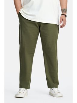Snitch - Olive Washed Regular Plus Size Casual Trouser for Men
