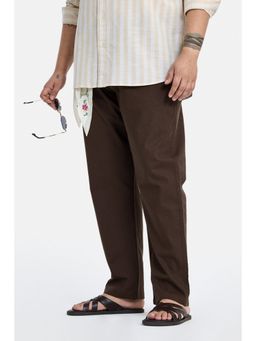 Snitch - Brown Washed Regular Plus Size Casual Trouser for Men
