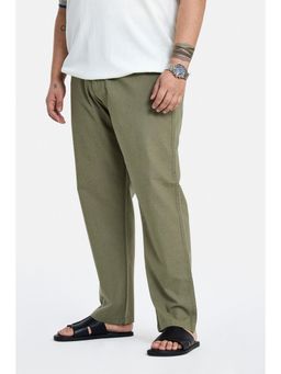 Snitch - Olive Washed Regular Plus Size Casual Trouser for Men