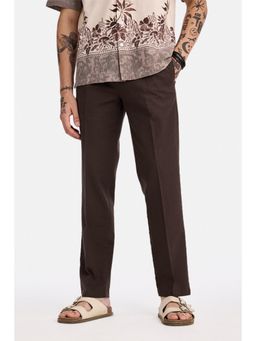 Snitch - Brown Textured Relaxed Casual Trouser for Men