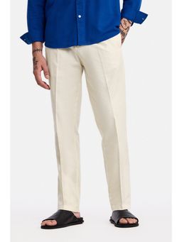 Snitch - Off White Textured Relaxed Casual Trouser for Men