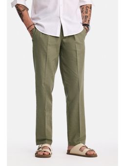 Snitch - Olive Textured Relaxed Casual Trouser for Men