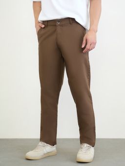 Styli - Brown Regular Fit Solid Smart Trousers