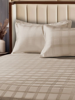 Urban Space - Beige Cotton 300Tc Bedsheet with 2 Pillow Covers (King)