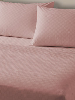 Urban Space - Pink Cotton 300TC Bedsheet with 2 Pillow Covers (King)