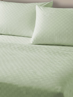 Urban Space - Green Cotton 300TC Bedsheet with 2 Pillow Covers (King)