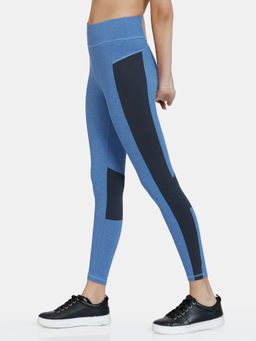 Zivame - Zelocity High Rise Cotton Rich Leggings - Bright Cobalt