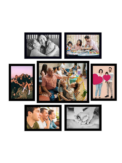 eCraftIndia Memory Wall Collage Photo Frame - Set of 7 Photo Frames, 1 Photos