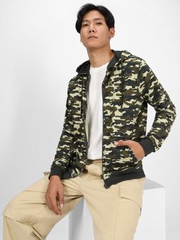 Urbano Fashion - Men Green Regular Fit Camouflage Full Sleeve Casual Jacket