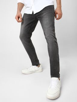 Urbano Fashion - Men Grey Slim Fit Washed Jeans Stretchable