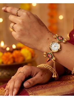 NUI - Multi-Colour Gold Plated Kashmiri Watch Bracelet