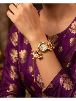 NUI - Multi-Colour Gold Plated Kashmiri Watch Bracelet