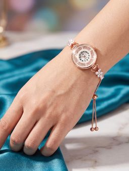 NUI - White Rose Gold Plated Wrist Watch Bracelet