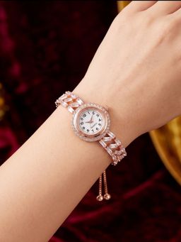 NUI - White Rose Gold Plated Wrist Watch Bracelet