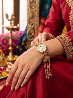 NUI - Multi-Colour Gold Plated Kashmiri Watch Bracelet