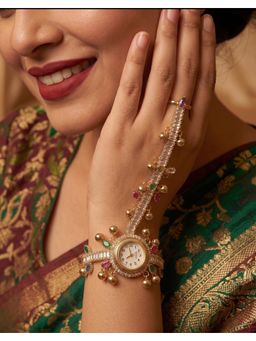NUI - Multi-Colour Gold Plated Hathphool Watch Bracelet