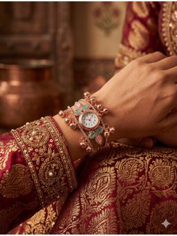 NUI - Multi-Colour Rosegold Plated Kashmiri Watch Bracelet