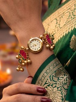 NUI - Multi-Colour Gold Plated Kashmiri Watch Bracelet