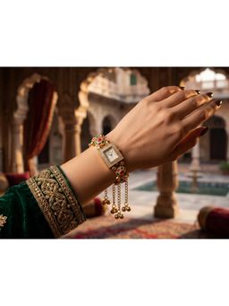 NUI - Multi-Colour Gold Plated Kashmiri Watch Bracelet with Ghunghroo