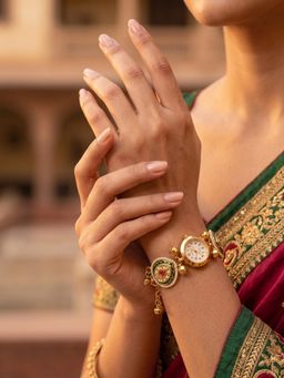 NUI - Green Gold Plated Kashmiri Watch Bracelet with Ghunghroo